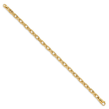 10k 5mm Hand-polished Fancy Cable Link 8 inch Bracelet