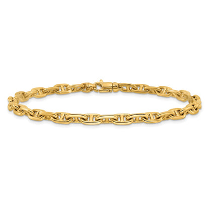 10k 5.1mm Hand-polished Fancy Cable Anchor Link 8.5 inch Bracelet