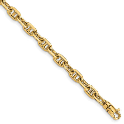 10k 5.1mm Hand-polished Fancy Cable Anchor Link 8.5 inch Bracelet