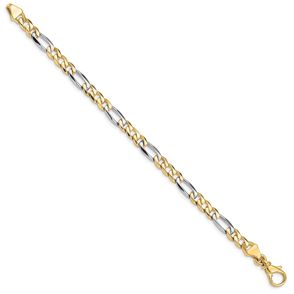 10k Two-tone 5.8mm Hand-Polished Fancy Figaro Link 8 inch Bracelet