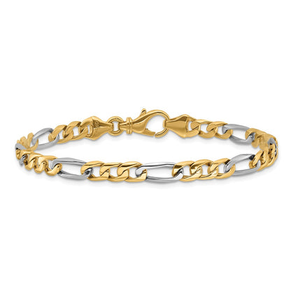 10k Two-tone 5.8mm Hand-Polished Fancy Figaro Link 8 inch Bracelet