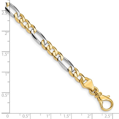 10k Two-tone 5.8mm Hand-Polished Fancy Figaro Link 7 inch Bracelet