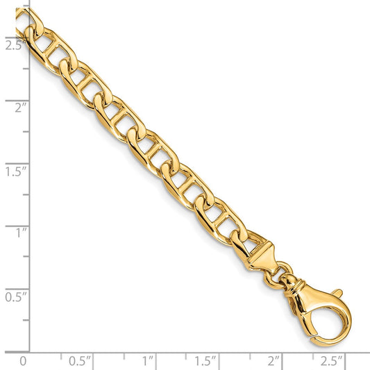 10k 6.5mm Hand-polished Fancy Anchor Link 7.25 inch Bracelet