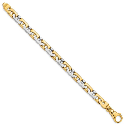 10k Two-tone 8.5mm Hand-polished Fancy Link 8.5 inch Bracelet