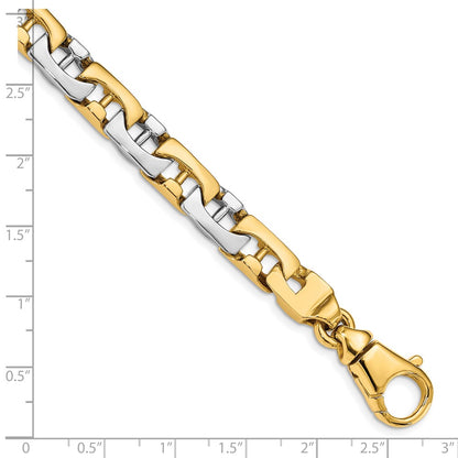 10k Two-tone 8.5mm Hand-polished Fancy Link 8.5 inch Bracelet