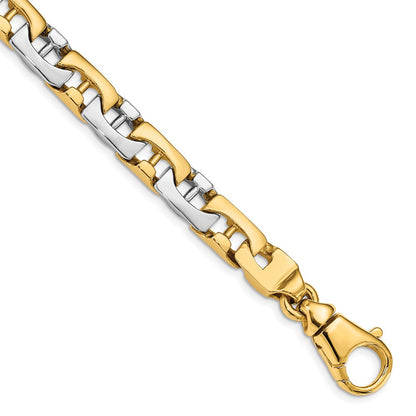 10k Two-tone 8.5mm Hand-polished Fancy Link 8.5 inch Bracelet