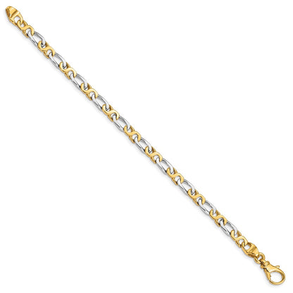 10k Two-tone 4.8mm Hand-Polished Fancy Link 7 inch Bracelet