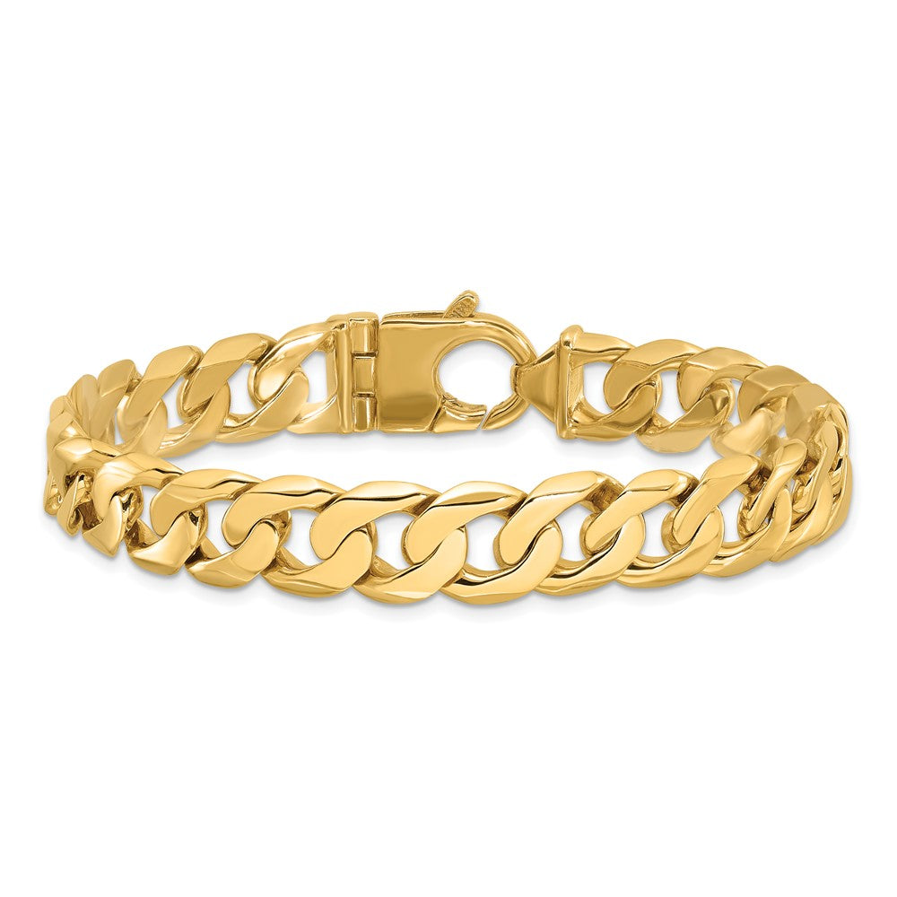 10k 11mm Hand Polished Fancy Curb Link Bracelet
