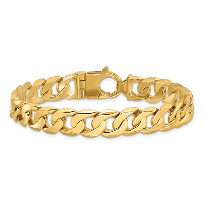10k 11mm Hand-Polished Fancy Curb Link 8.25 inch Bracelet