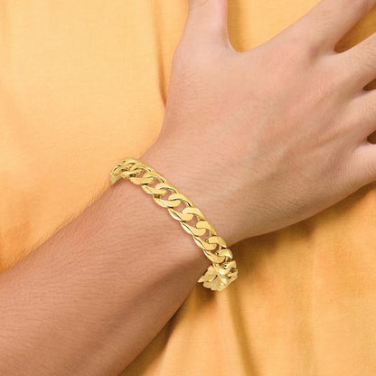 10k 11mm Hand-Polished Fancy Curb Link 8.25 inch Bracelet