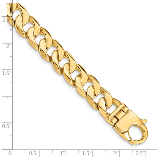 10k 11mm Hand-Polished Fancy Curb Link 8.25 inch Bracelet