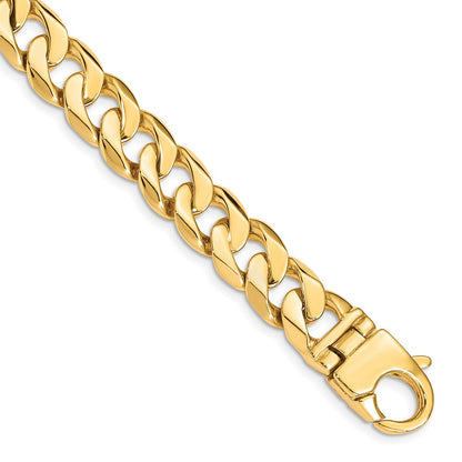 10k 11mm Hand-Polished Fancy Curb Link 8.25 inch Bracelet