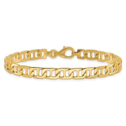 10k 6.5mm Hand-polished Fancy Anchor Link 8 inch Bracelet