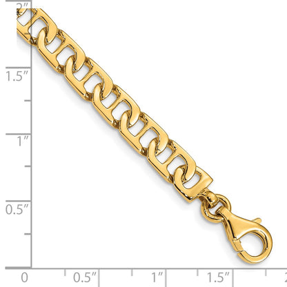 10k 6.5mm Hand-polished Fancy Anchor Link 8 inch Bracelet