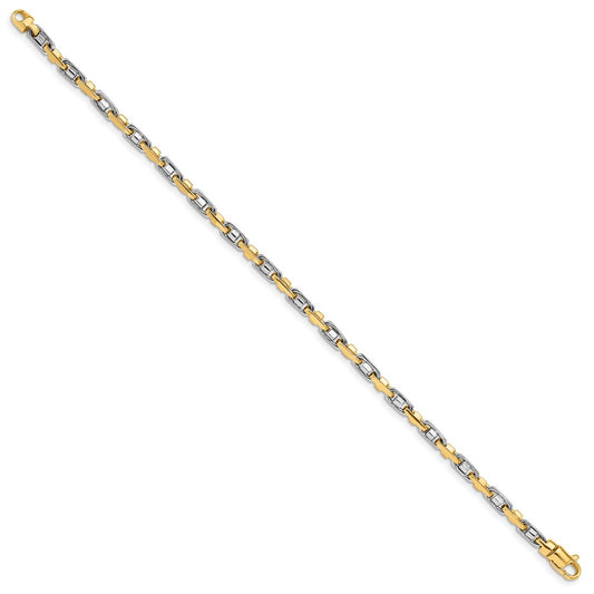 10k Two-tone 3.5mm Hand-Polished Fancy Link 8.25 inch Bracelet
