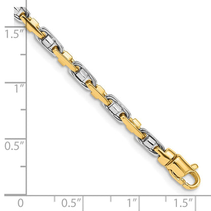 10k Two-tone 3.5mm Hand-Polished Fancy Link 7.25 inch Bracelet