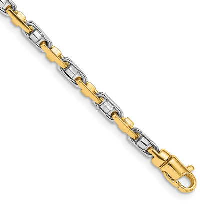 10k Two-tone 3.5mm Hand-Polished Fancy Link 7.25 inch Bracelet
