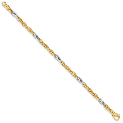 10k Two-tone 5.38mm Hand-polished Fancy Link 8.5 inch Bracelet