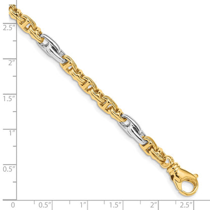 10k Two-tone 5.38mm Hand-polished Fancy Link 8.5 inch Bracelet