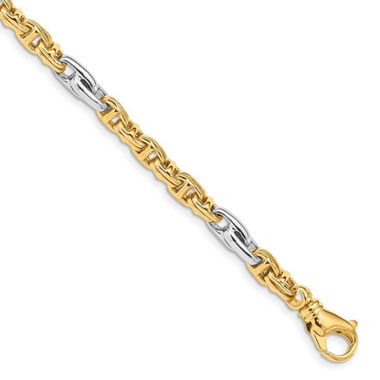 10k Two-tone 5.38mm Hand-polished Fancy Link 8.5 inch Bracelet