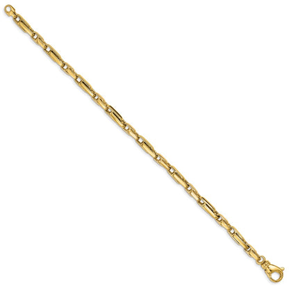 10k 5mm Hand-polished Fancy Link 8.5 inch Bracelet