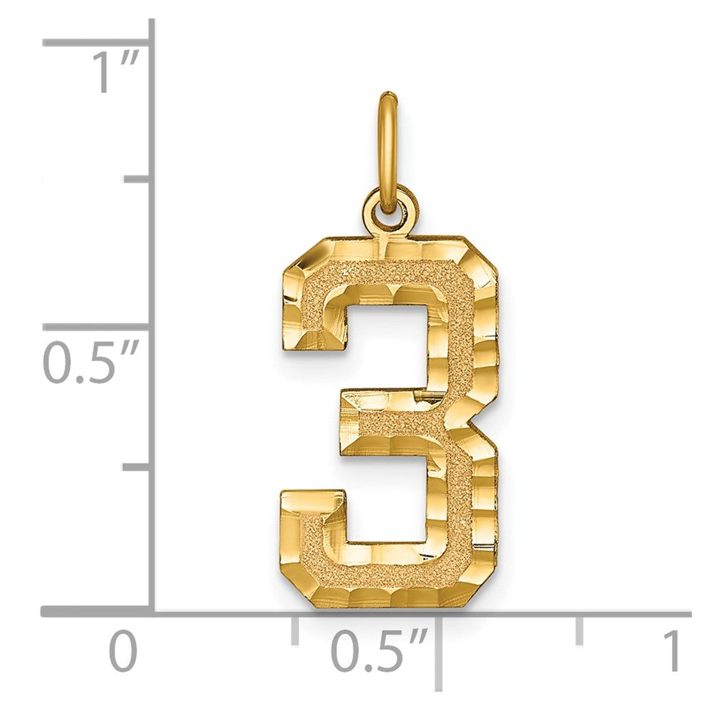 10ky Casted Large Diamond Cut Number 3 Charm