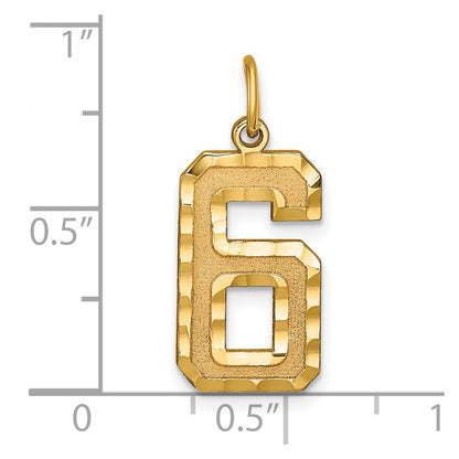 10ky Casted Large Diamond Cut Number 6 Charm
