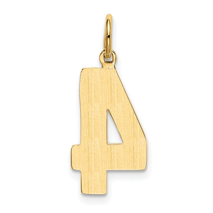 10k Large Polished Number 4 Charm