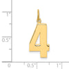 10k Large Polished Number 4 Charm