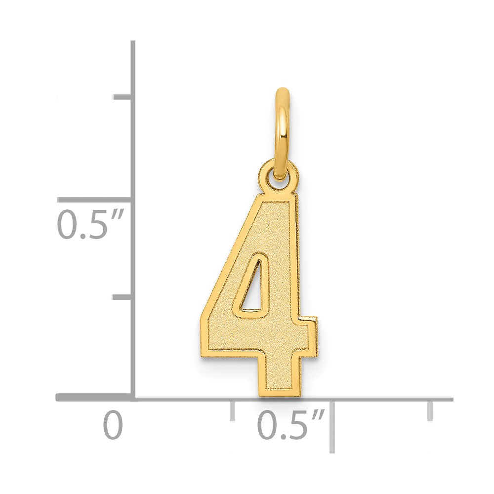 10k Small Satin Number 4 Charm