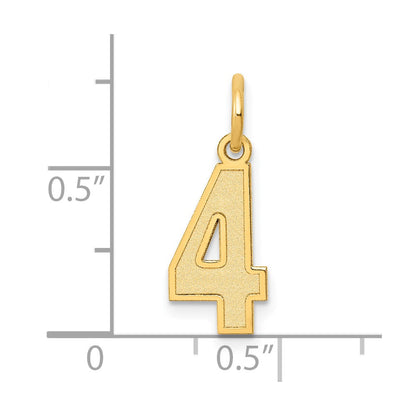 10k Small Satin Number 4 Charm