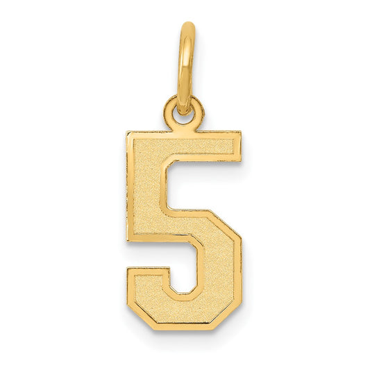 10k Small Satin Number 5 Charm