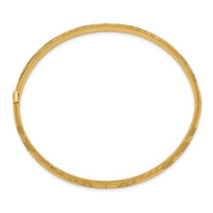10k 3/16 Laser Cut 5mm Hinged Bangle Bracelet