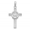 10K White Gold Polished Claddagh Cross Pendant