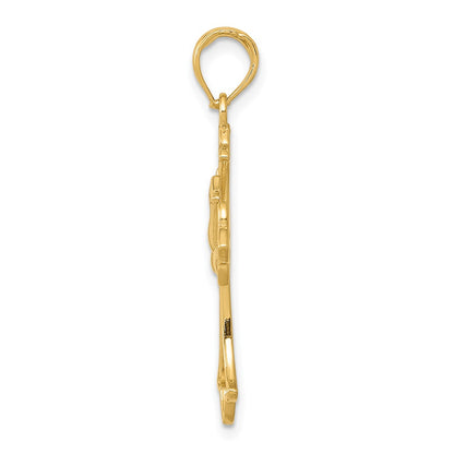 10K Polished Cut-Out Dove Center Cross Charm