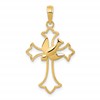 10K Polished Cut-Out Dove Center Cross Charm