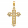10k Filigree Fleur De Lis Cross Charm