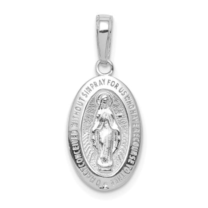 10k White Gold Oval Miraculous Medal Pendant