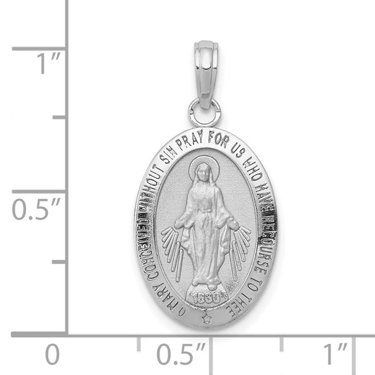10k White Gold Oval Miraculous Medal Pendant