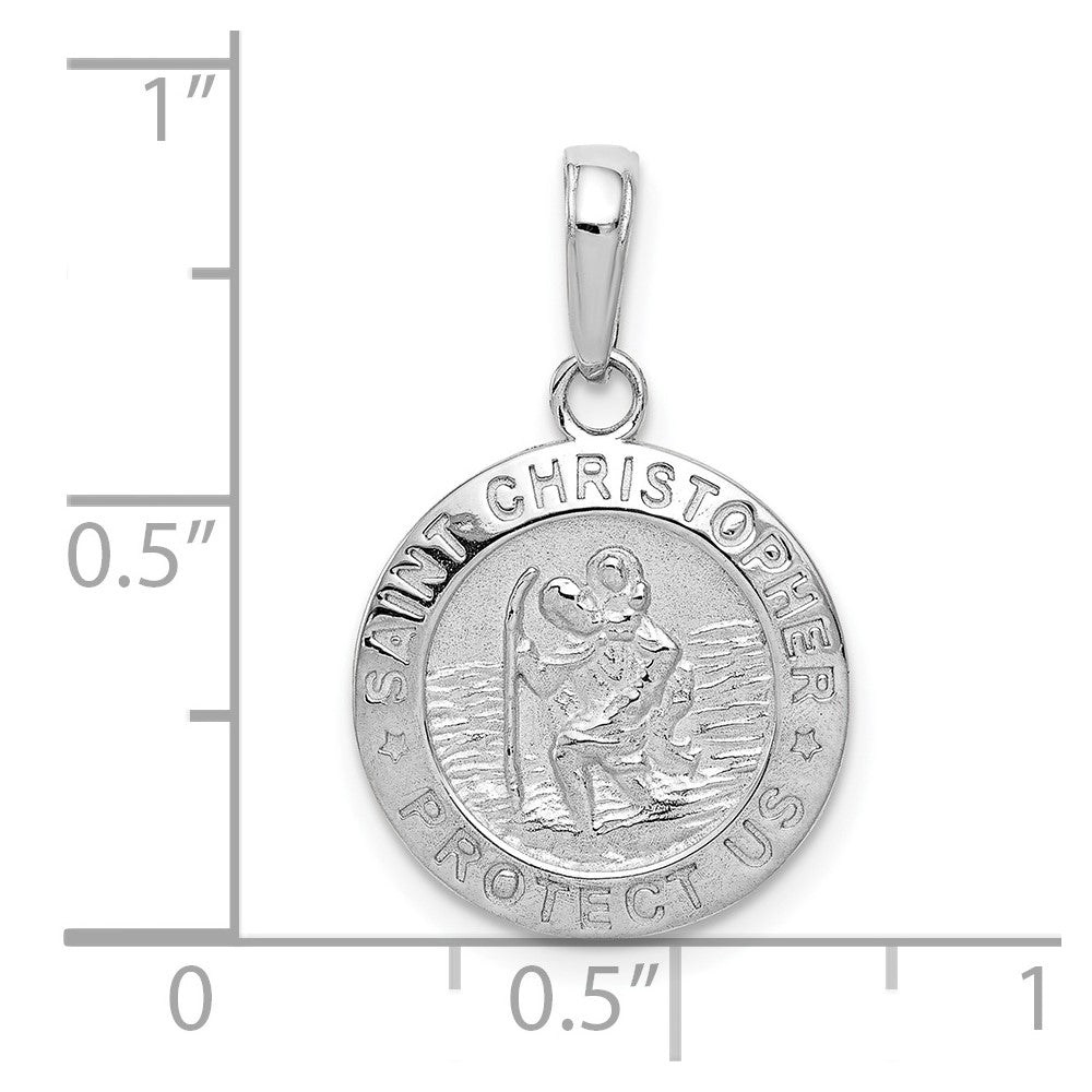 10k White Gold Saint Christopher Round Medal Charm