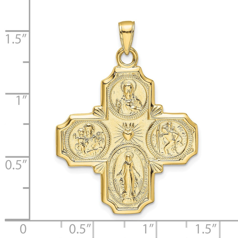 10k Large Four-Way Medal Pendant