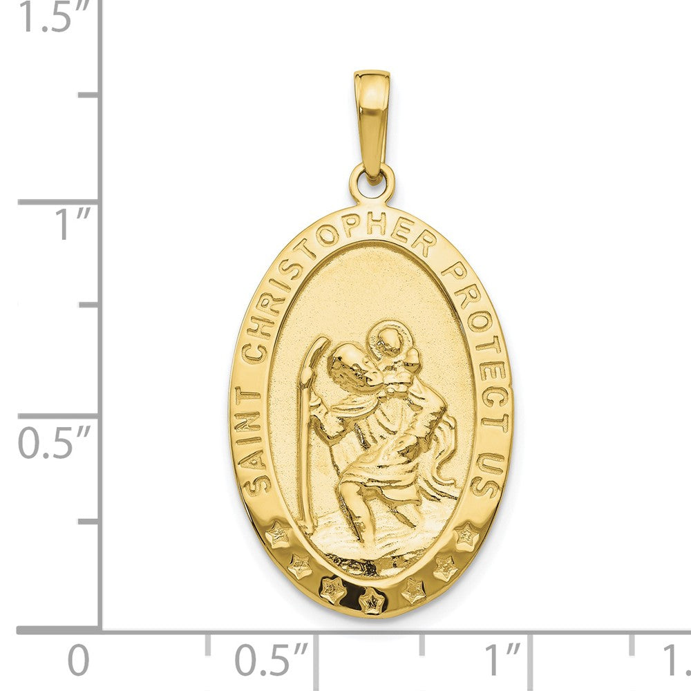 10k Large Oval Saint Christopher Medal Pendant