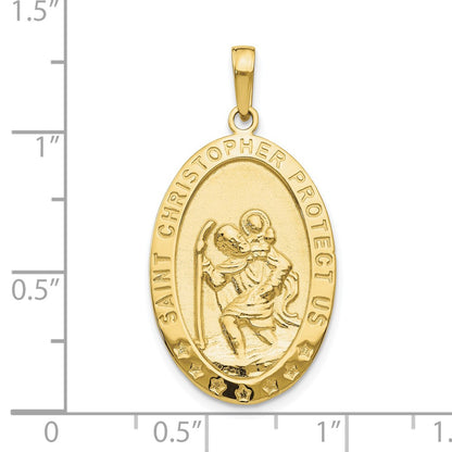 10k Large Oval Saint Christopher Medal Pendant