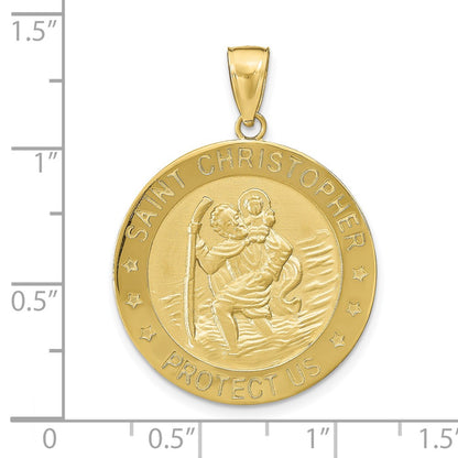 10k Saint Christopher Large Round Medal Pendant