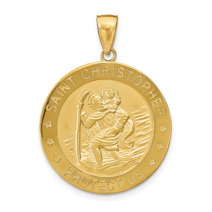 10k Saint Christopher Large Round Medal Pendant