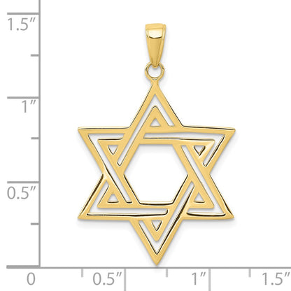 10k Solid Polished Large Star of David Charm
