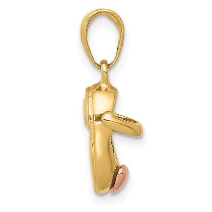10k 3-D Two-tone Baby Shoe Charm