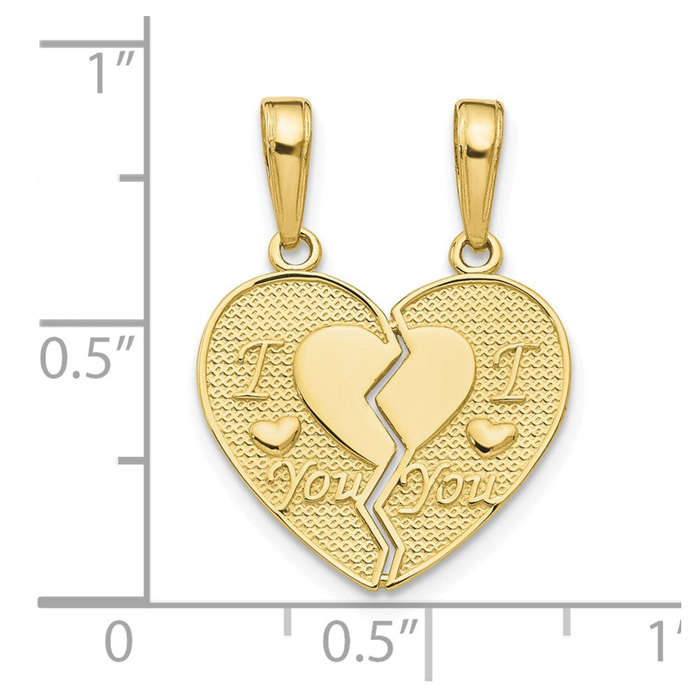 10K I Heart YOU 2-Piece Break-Apart Heart Charm