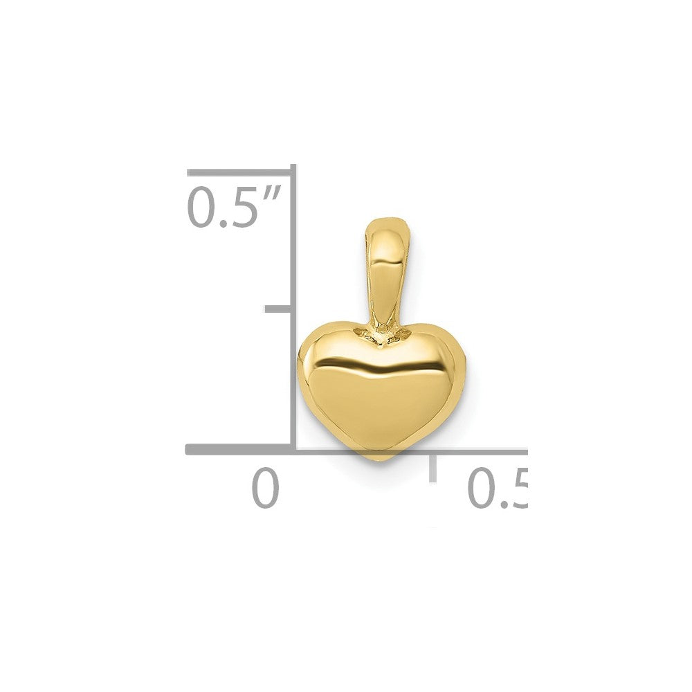 10K Polished 3-D Small Puffed Heart Charm