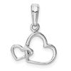 10K White Gold Polished Intertwined Double Heart Pendant